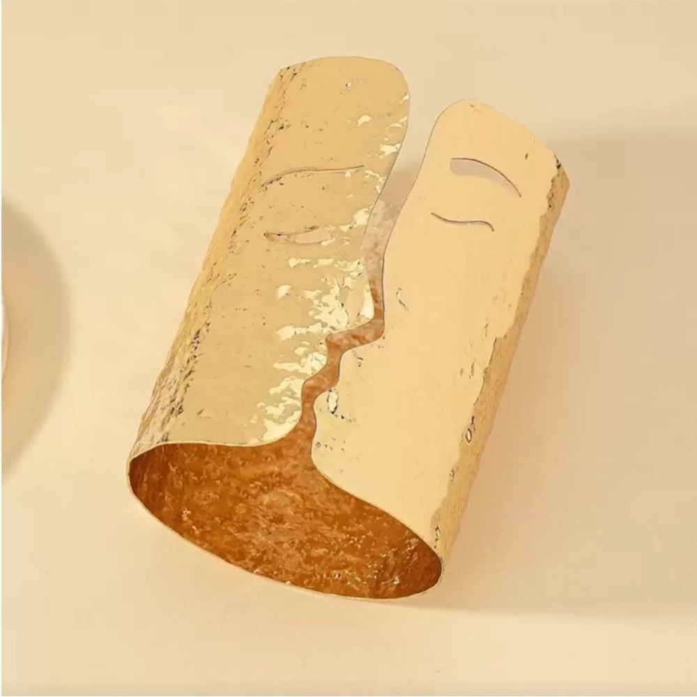 Nocturne Gold Sculpted Face 
Cuff Bracelet - Picture 2 of 4